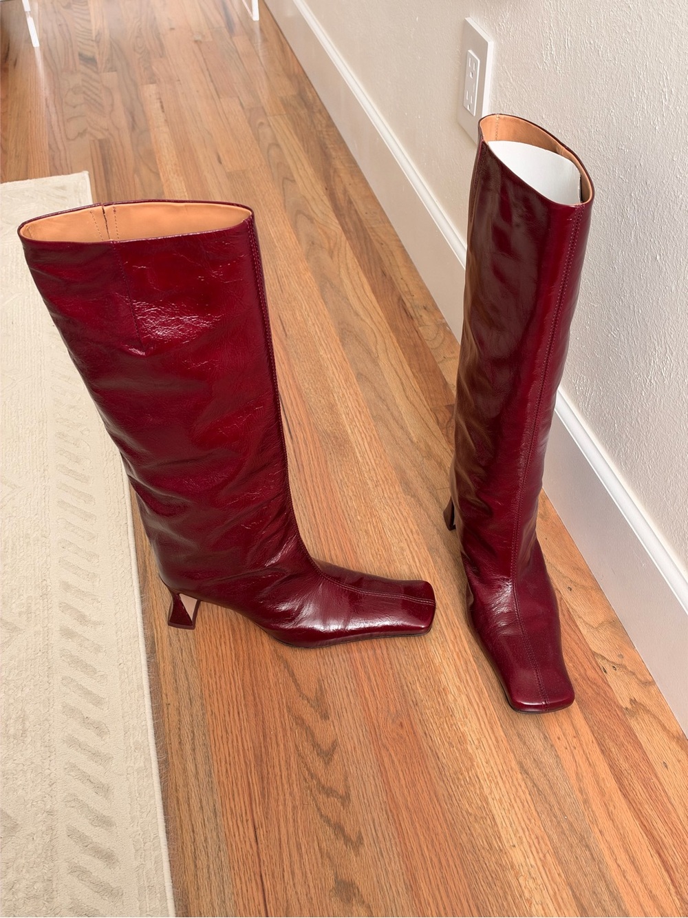Miista Bluma Leather Boots in Burgundy Crinkle - Picture 3 of 12